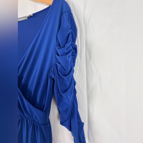 NY Collection Short Sleeve Solid Jersey Faux Wrap Dress - Picture 5 of 8